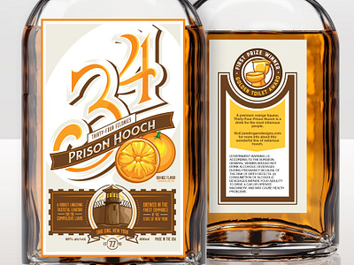 Thirty-Four Felonies Prison Hooch branding design graphic design illustration illustrator liquor logo typography vector