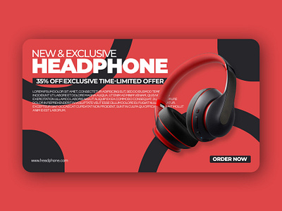 Modern Minimalist Headphone Banner Design! adobe photoshop ads ads poster design banner branding design graphic design headphone illustration logo poster ui ux vector