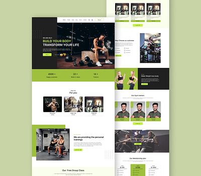 Fitness website design branding design illustration interface desgine landing page design prototype design ui ux ux design website design