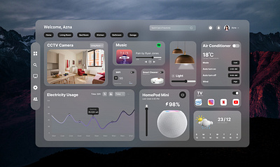 Apple Vision Pro: Smart Home Dashboard Design dashboard figma graphic design smarthome ui uidesign uiux userexperience ux webdesign