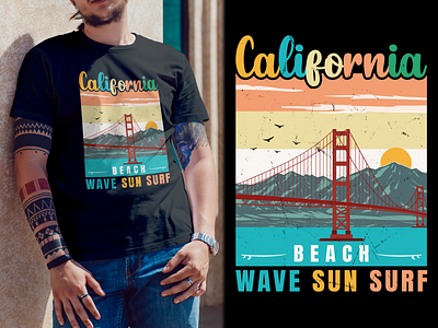 CALIFORNIA BEACH RETRO SUMMER T-SHIRT DESIGN apparel beachlife beachlovers beachvibes beachwear californiabeach californiadreaming californiasun clothing illustration retrobeach retrocalifornia retrosummer retrovibes summerfashion summerstyle sunandsurf surfstyle vintagecalifornia vintagestyle