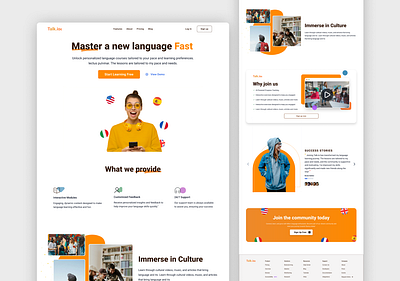 Talk.io- Language Website design desktop education illustration landingpage language ui ui design ux design
