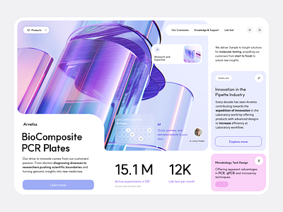 Arvetiss - pcr plates - medicine - 16062047 ai art bento clean creative patterns design genetic testing homepage landing page medical minimal pcr lates pcr tests platform saas ui ux visual art web design