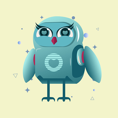 Robot Owl character illustrator owl robot character