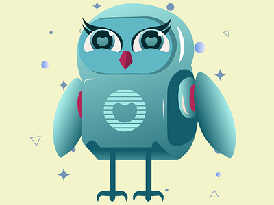 Robot Owl character illustrator owl robot character