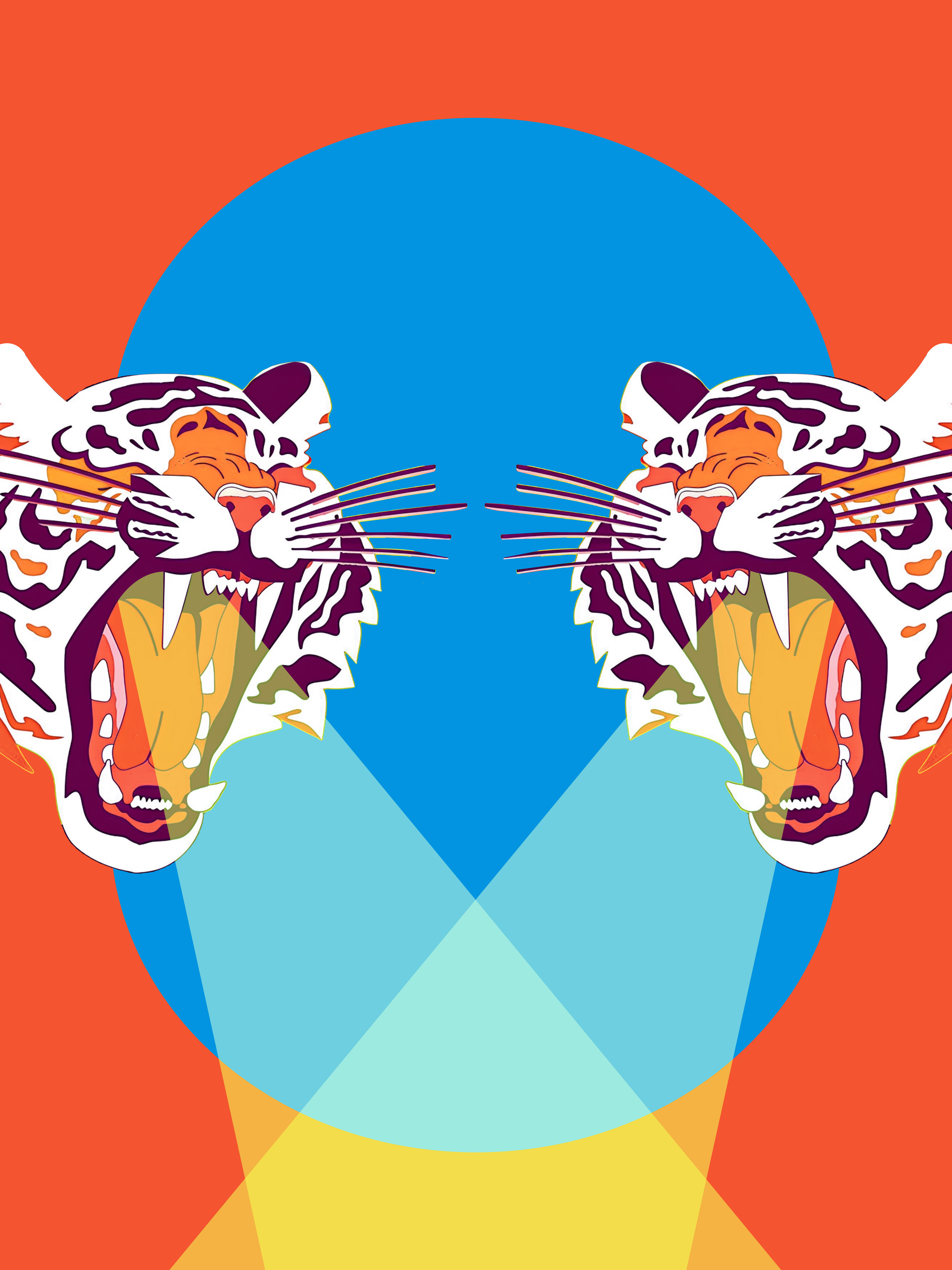 Tigers Roar bright color blocking colorful flat design flat illustration graphic design illustration orange pop art poster design roar tiger