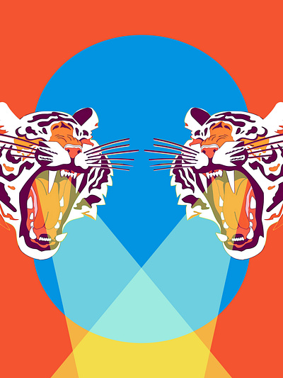 Tigers Roar bright color blocking colorful flat design flat illustration graphic design illustration orange pop art poster design roar tiger