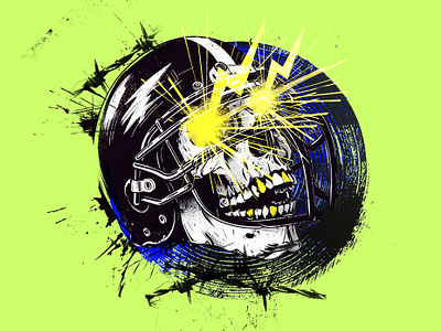 Football Player Struck by Lightning branding flat design football football helmet graphic design illustration lightning lightning bolt punk punk rock skeleton