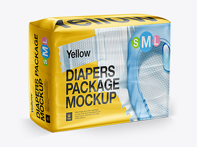 Free Download PSD Big Package Of Diapers - Front 3/4 View Mockup branding mockup