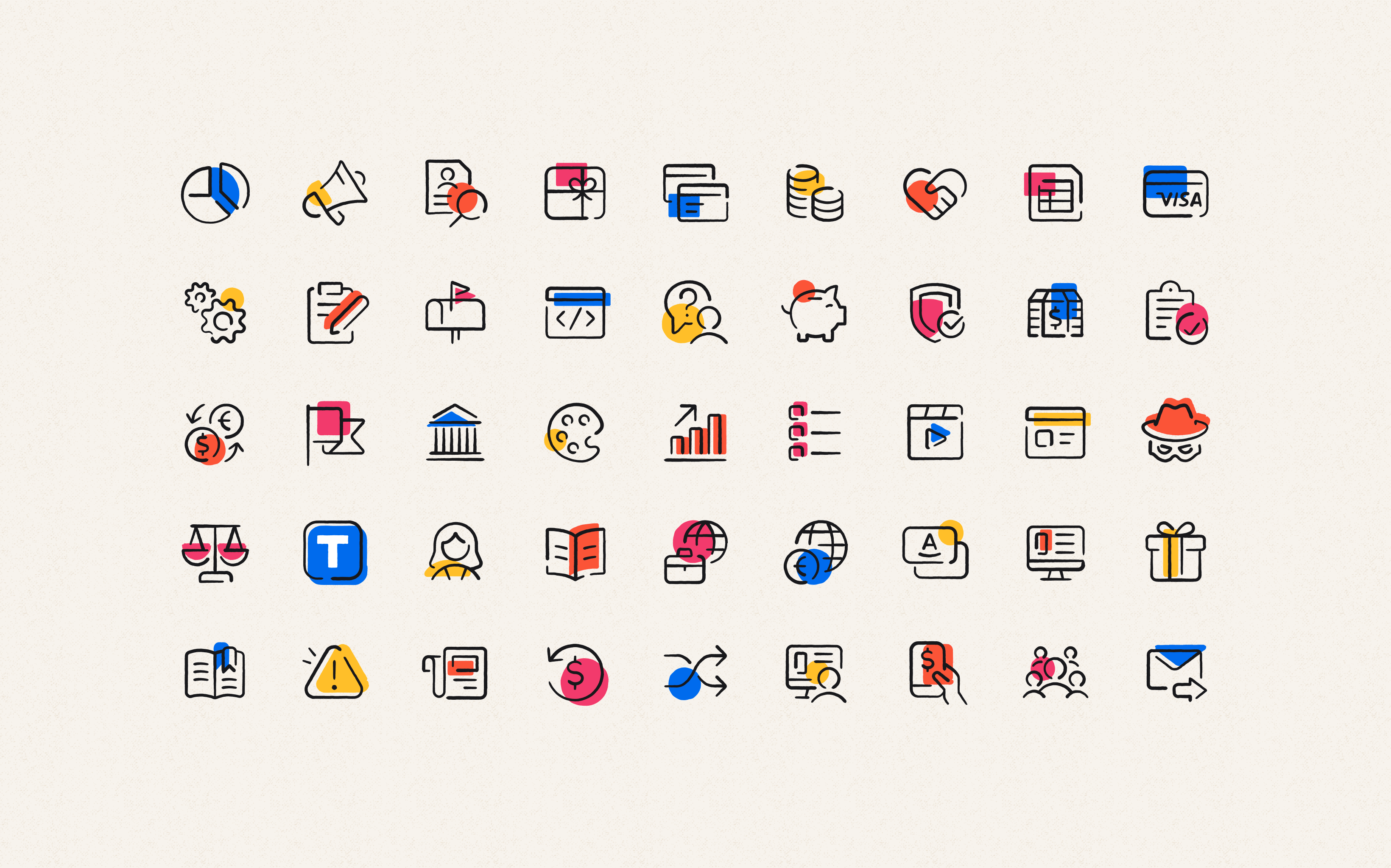 Tremendous Rewards - Icon library fintech iconography icons library money rewards rough textured