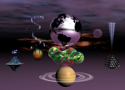 Chrome Earth 3d cyberpunk fantasy space surreal vision