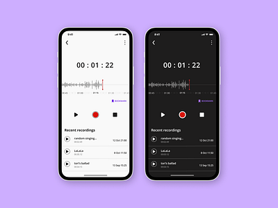 Sound Recorder UI darkmode design light mode ui uidesign ux