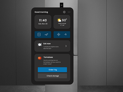 Smart Fridge UI darkmode design iot smart fridge ui uidesign ux