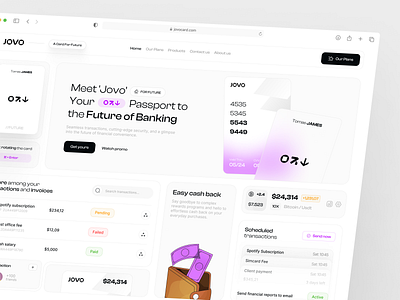 JOVO Card - Futuristic Banking Dashboard banking card clean credit dashboard fiancial finance fintech interface investment landing landing page minimal ui user interface ux wallet web web design website