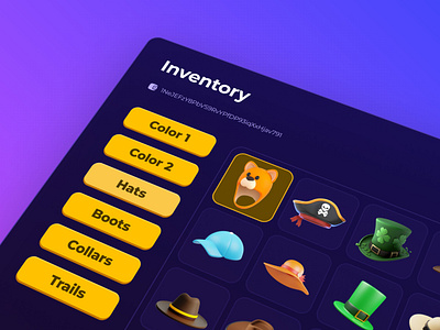 Inventory screen NFT Cartoon Game cartoon design game graphic design gui inventory nft ui