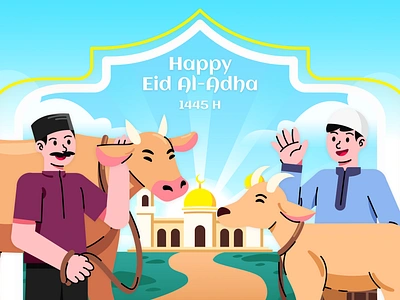 Eid al-Adha illustration adobe illustrator cartoon design eid eid al adha eid mubarak graphic design illustration landing page qurban vector