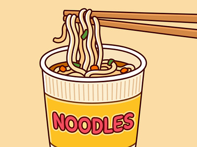 Instant Noodles Cup cartoon chopsticks cup doodle drawing food illustration instant noodles ramen vector