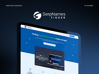 Serp Names Finder | SaaS Product blue website landing page name finder saas product software design ui ux web design