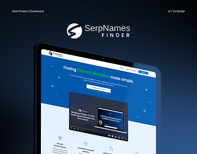 Serp Names Finder | SaaS Product blue website landing page name finder saas product software design ui ux web design