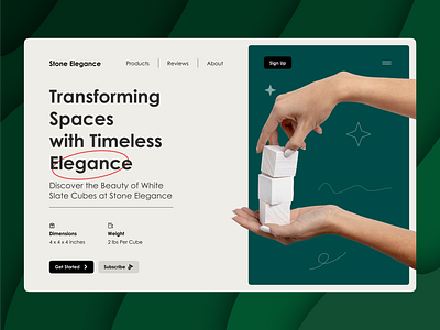White Slate Cube Product Page UI Design business website ecommerce green landing page product page ui user interface ux web design website white slate cube