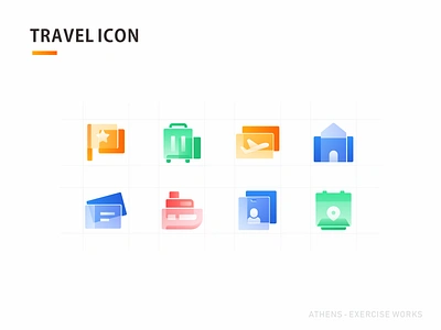 Icon Exercise-Travel icon design icon originality ui 图标 工卡 房子 旅游 旗帜 游轮 行李箱 门票 飞机票