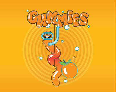 Gummies Gummy Worms 70s character design color blocking design flat design flat illustration gummies gummy worm high illustration illustrator packaging trippy weed weed packaging