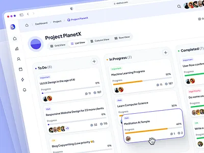 slothUI - World's Laziest Design System - Kanban Dashboard UIUX clean dashboard dashboard ui design system kanban kanban app kanban dashboard kanban ui minimal modern project management project management app project management dashboard project management ui purple slothui soft ui ui design ui kit