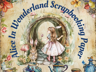 Alice In Wonderland Scrapbooking Paper (KDP Book) ai image alice in wonderland kdp book scrapbooking paper