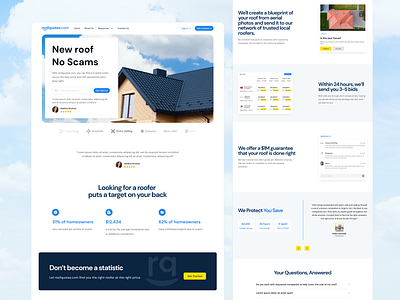 Roofing Company Website design blue theme figma landing page light theme website roofing ui design web design website website design