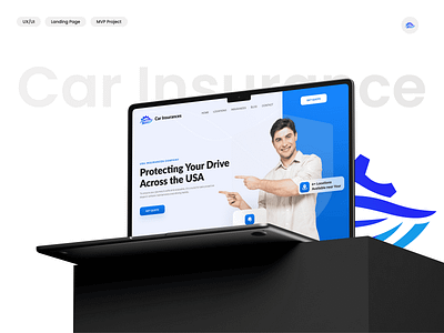 Car Insurance Landing page 2024 b2b blue car cars clean features gradient homepage insurance landingpage latest mockup modern new ui webpage