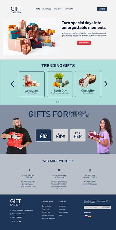 Gift Gallery | Home page branding design figma figma design ui ui design ux uxdesign web