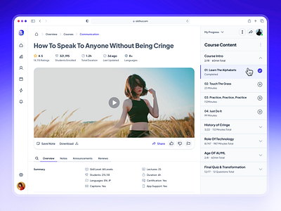 slothUI - World's Laziest Design System - Online Course UIUX clean course catalog course detail ui design system e learning figma gradient learning management system lms ui minimal modern online course online course ui purple soft ui ui design ui kit video ui