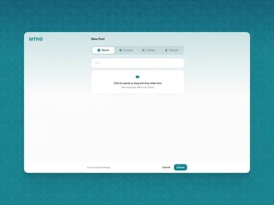 New Post app article creation health podcast post shorts ui ux video