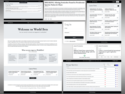 Website for Political News and Quiz Competition app black blog cards design desktop gray home page landing page minimal minimalistic monochrome news quiz responsive simple ui ux white