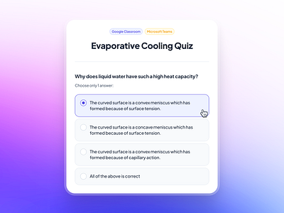 slothUI - World's Laziest Design System - E-Learning Quiz UIUX clean design system e learning e learning app e learning card gradient learning management system minimal modern multiple choice ui purple quiz card quiz ui radio ui slothui soft ui ui design ui kit