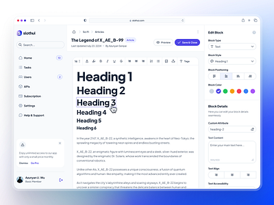 slothUI - World's Laziest Design System - Text/Content Editor UI blog editor blue clean content editor content editor ui design system figma gradient minimal post editor purple slothui soft text editor text editor interface text editor ui ui ui design ui kit wysiwyg text editor ui