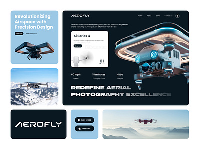 AeroFly - Drone Branding / Landing Page Design aerial view business company corporate design drone home page landing page modern order professional service startup technology ui ux web web design website website design
