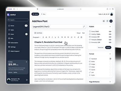 slothUI - World's Laziest Design System - Blog Post Editor UIUX black and white clean content editor content editor ui dashboard design system figma gradient minimal modern post editor post editor ui soft text editor text editor ui ui ui design ui kit wysiwyg editor wysiwyg editor ui