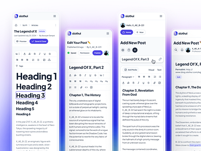 slothUI - World's Laziest Design System - Content Editor Mobile blog editor clean content editor design system figma gradient minimal mobile app mobile ui modern post editor post editor ui purple soft text editor ui ui design ui kit wysiwyg editor wysiwyg ui