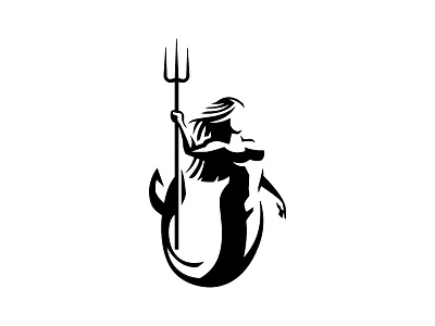 Mermaid With Trident Logo design goddess guard lady law logo logo design logos mermaid minimal mythology ocean security silhouette simple sport trident woman