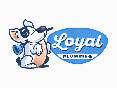 LOYAL PLUMBING Cute Friendly Dog Mascot Logo bold branding cartoon cute dog esports gaming logo graphic design hssndsgn hvac logo illustration logo mascot logo plumbing sportslogo