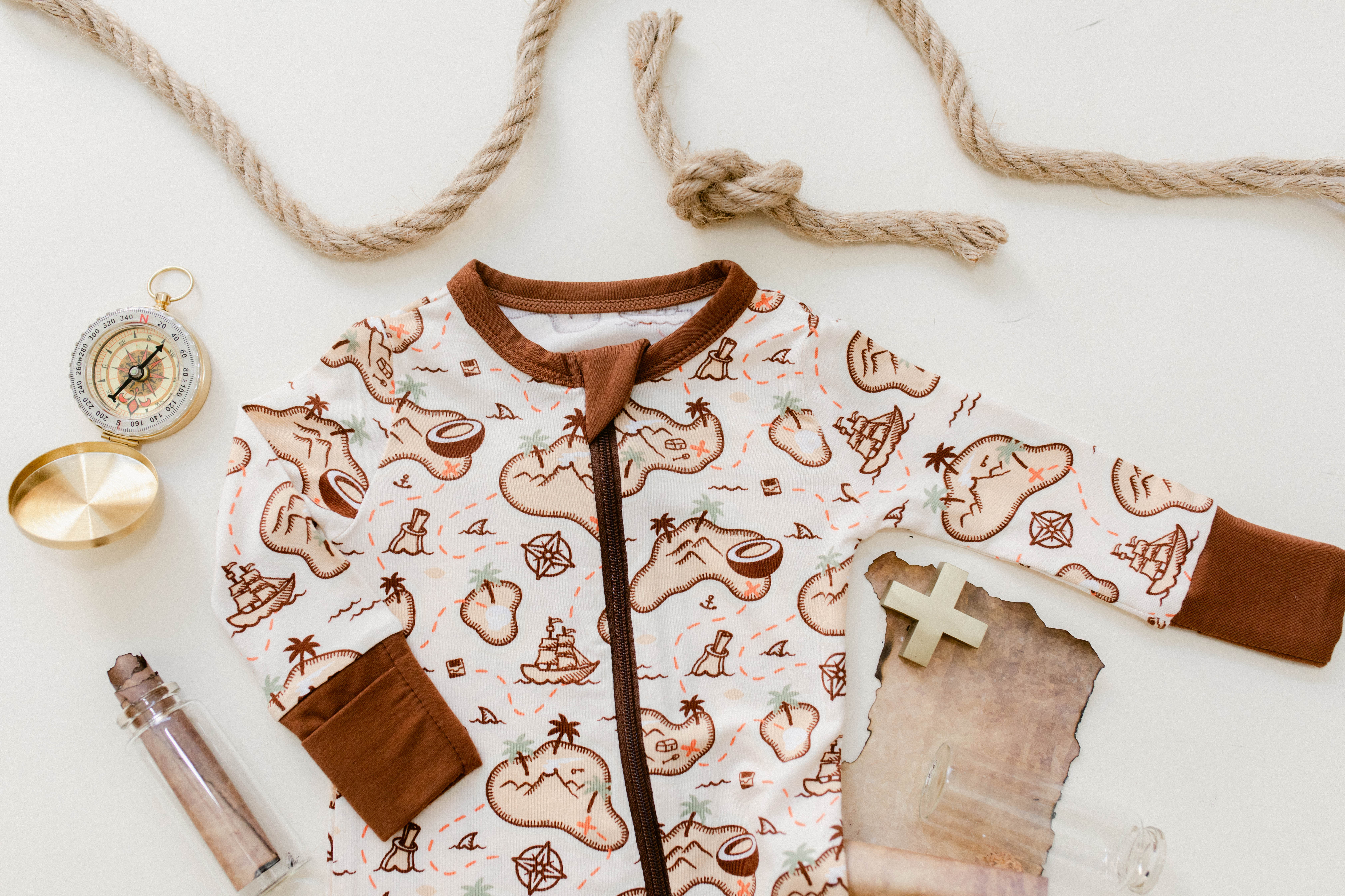 Adventure to the Island Pattern adventure branding clothing coconut pops illustration island kids map muted pattern product design seamless treasure