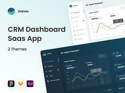 Dakota - CRM Dashboard Saas App crm crm dashboard crm saas dark mode dark theme dashboard ui desktop light mode light themes saas template ui ui design ux ux design web template