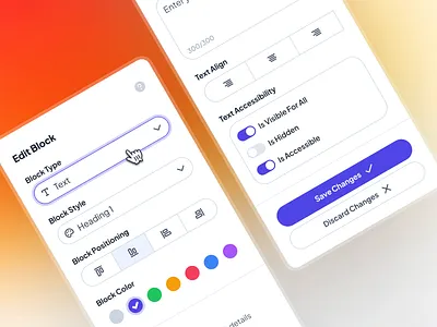 slothUI - World's Laziest Design System - Content Editor Card UI blog editor clean color input content editor design system dropdown input figma gradient minimal modern orange post editor slothui soft text editor text input toggle input ui ui design ui kit