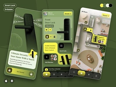 IoT Based Smart Door Lock Mobile App Design app design automation digital lock door internet of things iot key lock mobile privacy saas security smart smart app smart home smart lock ui unlock ux wireless