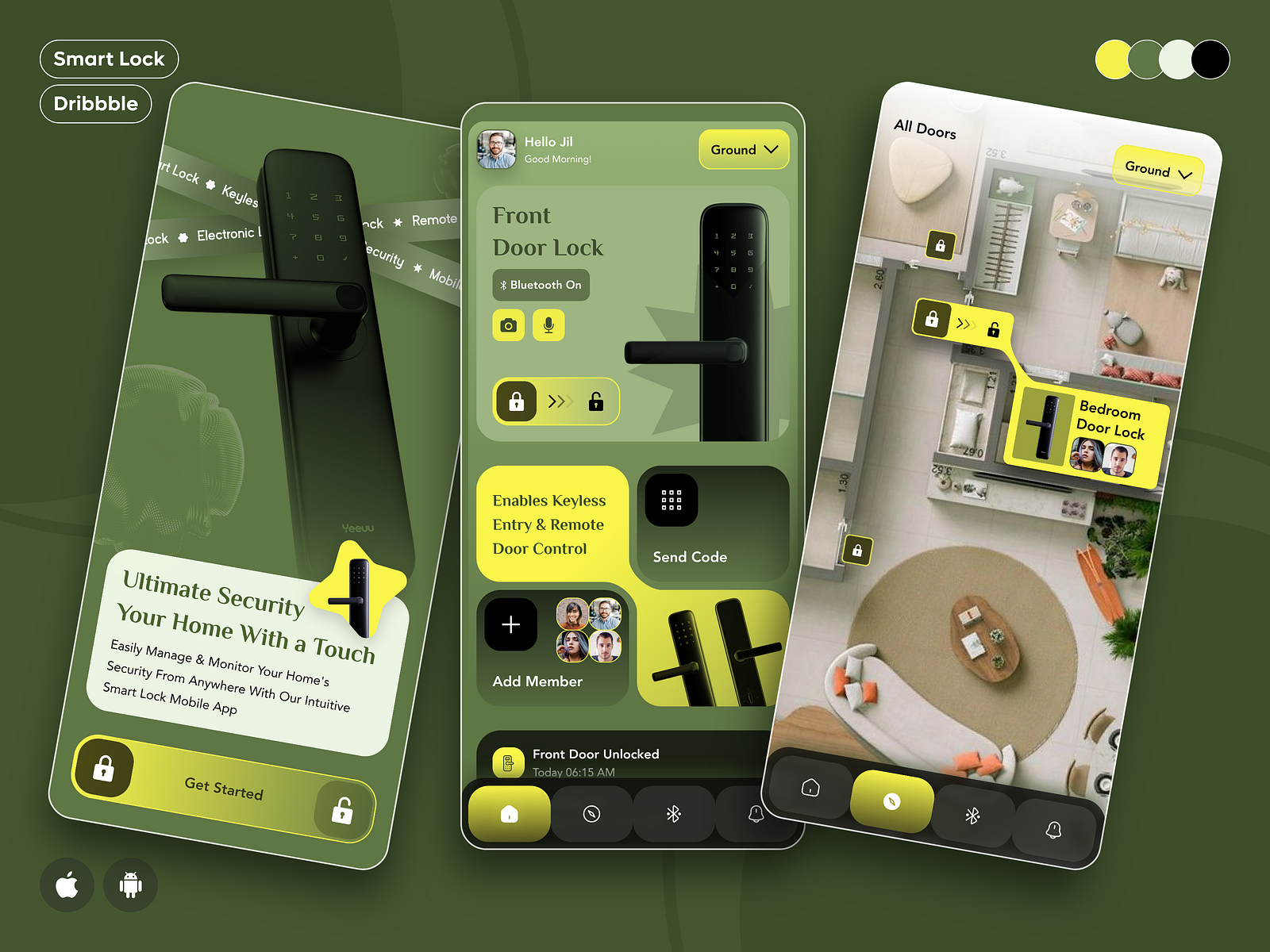IoT Based Smart Door Lock Mobile App Design by CMARIX on Dribbble