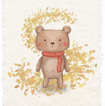 Cute teddy bear drawing with pencils in ProCreate autumn bear cartoon drawing illustration pencil procreate teddy