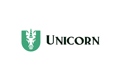 Unicorn Logo alphabet animal branding design exclusive face front guardian head horse letter logo negative sale security shield space startup u unicorn