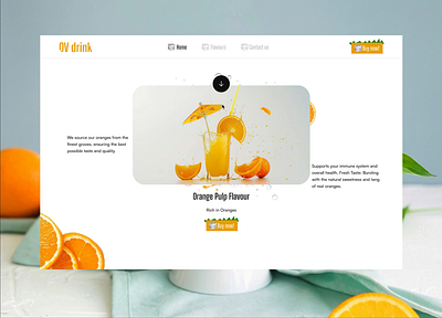 OV Drink Landing Page 3d amazing animation awwwards design dribbble fruits futuristic landing page motion graphics orange ui uiux