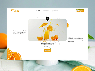 OV Drink Landing Page 3d amazing animation awwwards design dribbble fruits futuristic landing page motion graphics orange ui uiux